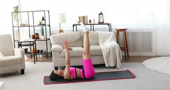 Fitness females aerobics sport fit at home.