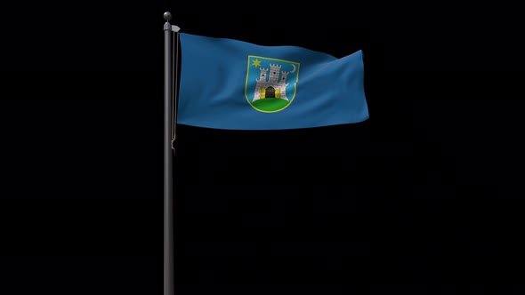 Zagreb City Flag, 4K Prores 4444 Footage With Alpha alt