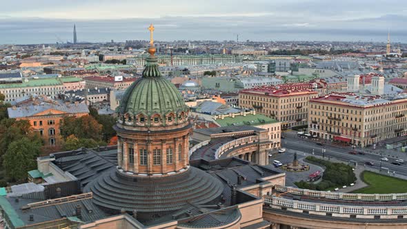Drone View of City Center of Saint Petersburg