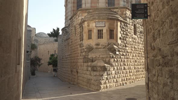 Stone walls and buildings  alt