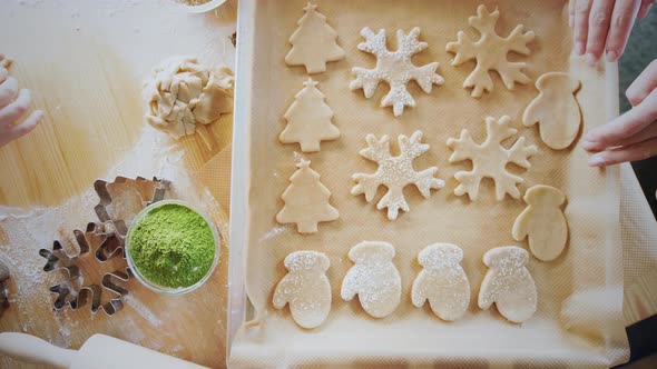 Family cooking christmas cookies