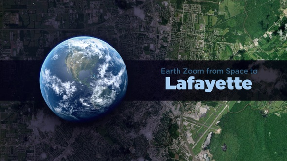 Lafayette (Louisiana, USA) Earth Zoom to the City from Space