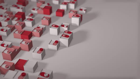 White red color geometric abstract video with switches and cubes.
