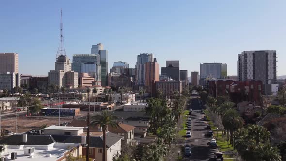 Drone Shot Of Downtown Phoenix
