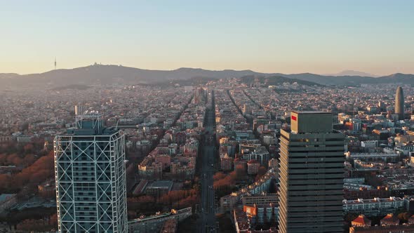 Aerial View on Barcelona From Behind Torre Mapfre Hotel Arts alt