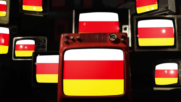 Flag of Ossetia and Retro TVs. alt