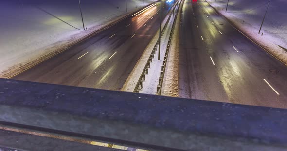 Time Lapse Night Traffic at Vilnius Lithuania