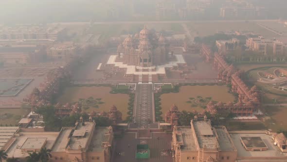 Delhi, India, the "Akshardham" temple aerial 4k drone footage alt