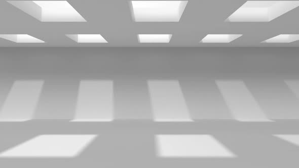 Huge white room or hall with rays of light.