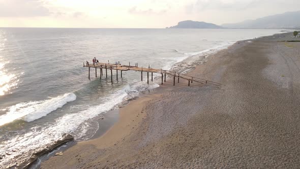 Aerial View of the Beach at the Seaside Resort Town. Turkey alt