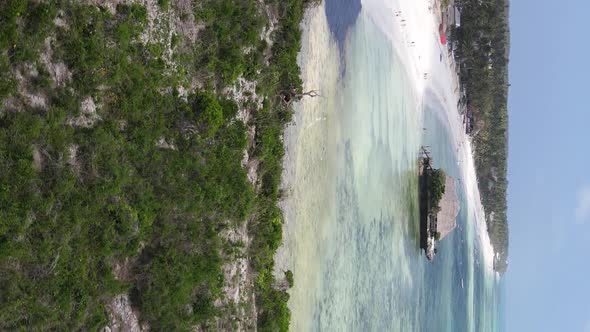 Zanzibar Tanzania  Vertical Video of the Ocean Near the Coast Slow Motion alt