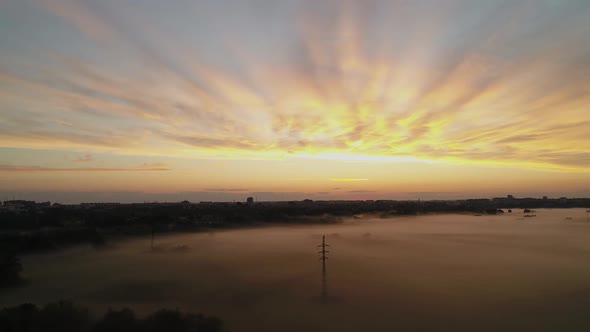 Morning Summer Fog Near the City of Lutsk