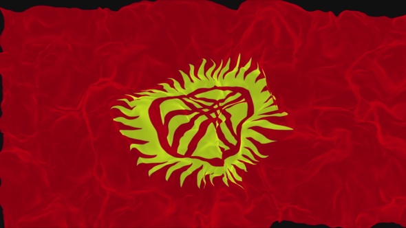 flag Kyrgyzstan turns into smoke. State weakening concept, alpha channel. alt