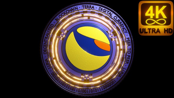 Terra Ust Powered By Luna Cryptocurrency Coin Stablecoin. Open Source Stablecoin Network. 3D 4K alt