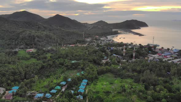 Aerial View of Chalok Lam Beach at Koh Phangan Island in Thailand