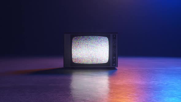 Vintage Retro TV Set Dark Background with noise FHD