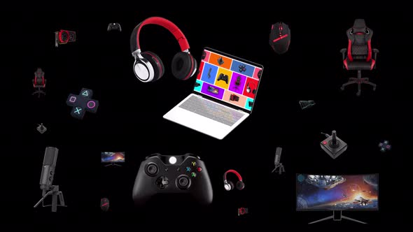 Multiproducts in laptop 4k 60 fps gaming animation alt