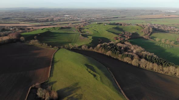 Burton Dassett Hills Warwickshire Aerial Landscape Colour Graded
