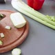 Slow motion of cutting a courgette into cubes. - VideoHive Item for Sale