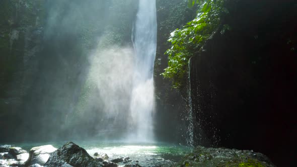 Large Waterfall Cascading Into a Pool