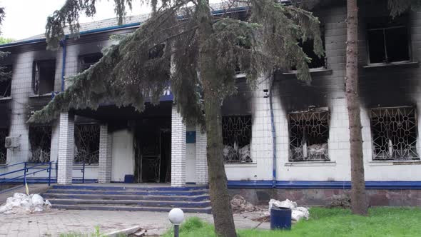 War in Ukraine  Destroyed Police Station in Borodyanka alt