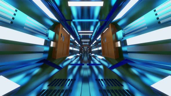 3D rendered animation of space station corridor alt