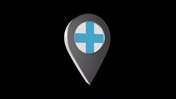 3d Animation Map Navigation Pointer With Flag Of Marseille (France) With Alpha Channel - 2K alt