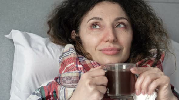 Sick Woman Drinking Herbal Tea