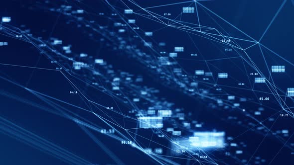 Blue technology icon network connection abstract background concept seamless loop video