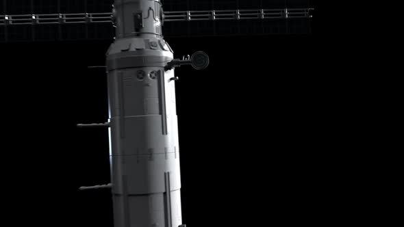 a spaceship moves in outer space . alpha channel alt