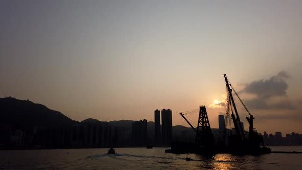 Timelapse video - Hong Kong Sunset Harbour View