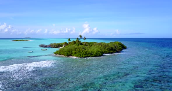 Tropical above travel shot of a sunshine white sandy paradise beach and turquoise sea background in  alt