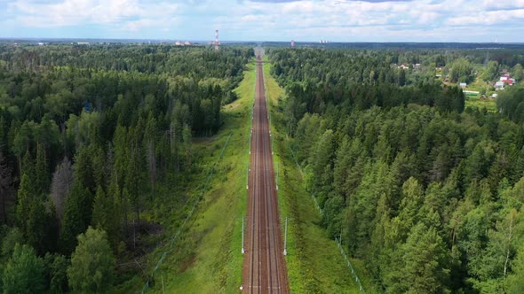 Railroad aerial view in 4k