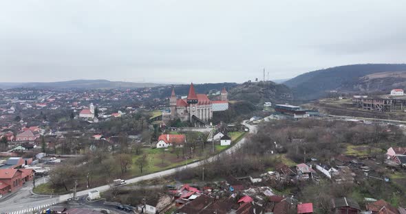 Famous Attraction Gothic Corvin Castle in Hunedoara Transylvania Romania alt
