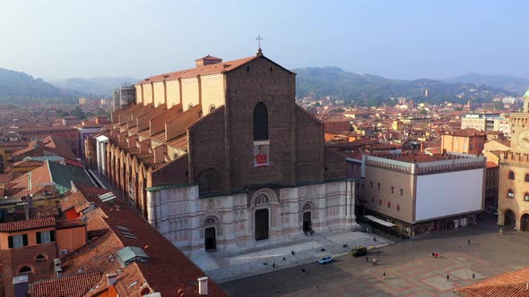 Aerial shot of the Diocesan Museum of San Petronio, Bologna, Italy