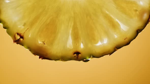 Juicy Pineapple Slice on Orange Background alt