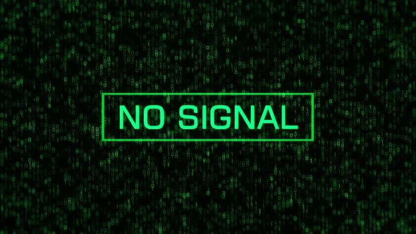 NO SIGNAL Error Over Computer Binary Background. NO SIGNAL Warning with Binary Code alt