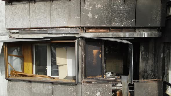 Burnt and Destroyed House in Kyiv Ukraine alt
