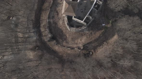 Aerial View From a Drone of the Nevitsky Castle in Uzhgorod