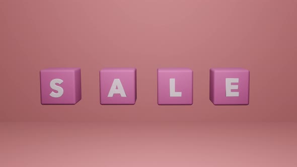Falling cubes with inscription SALE in 3D space