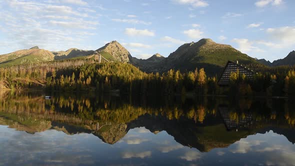 Picturesque Autumn View of Lake Strbske Pleso in High Tatras National Park