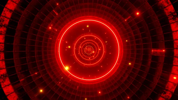 Seamless Loop Motion Graphics Of Flying Into Circle Red Rotation Tunnel