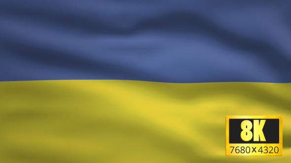 8K Ukraine Windy Flag Background alt