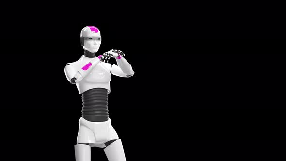 Cyborg Female Robot Dancing Middle Shot