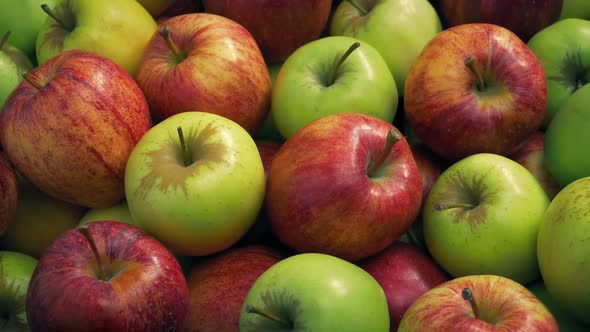 Red And Green Apples Pile Moving Shot alt