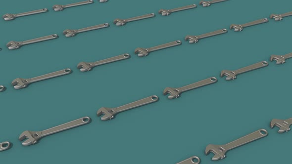 A Lot Of Adjustable Spanner Wrench In A Row Hd alt