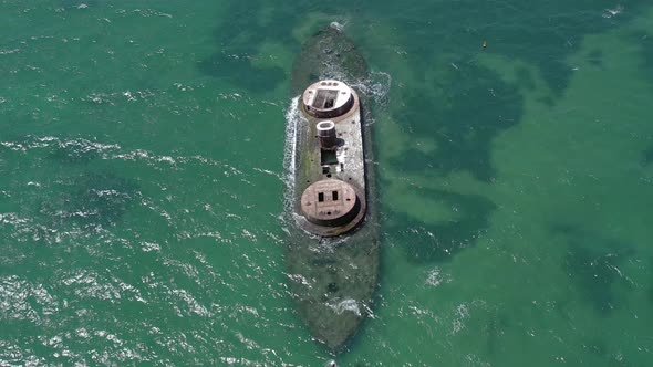 The Wreck of HMVS Cerberus in Port Philip Melbourne Australia Bird's Eye View alt
