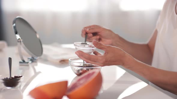 Combining Ingredients For Making Homemade Toning Scrub alt