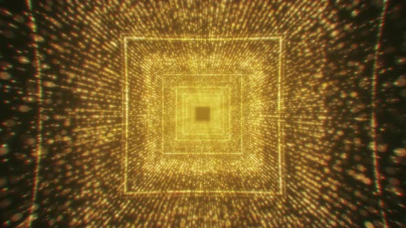 Modern Gold Particle Abstract Square Tunnel Looping Background