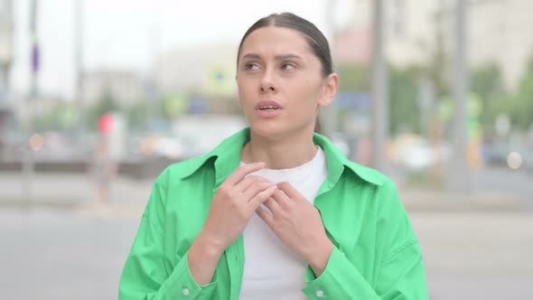 Frightened Hispanic Woman Feeling Scared Outdoor alt